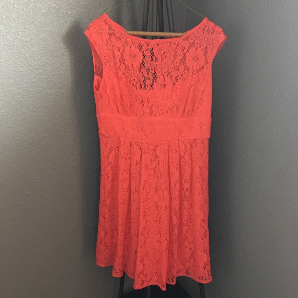 Dress Barn cherry coral lace dress